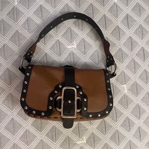 Y2K Vintage Jimmy Choo Brown and Black Studded Leather Handbag